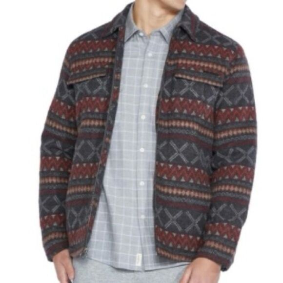 Civil Society Wool Blend Jacket Sherpa Lined Aztec Print Shacket Cabincore Sz L - Picture 13 of 14